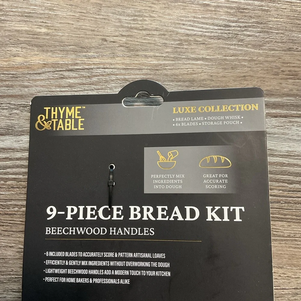 Thyme & Table 9 Piece Bread Kit, Dough Scraper and Basting Brush NWT